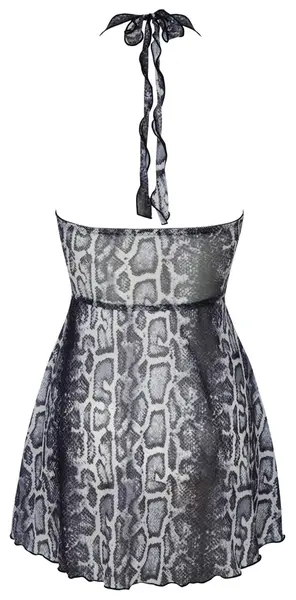 Cottelli Lingerie Dress S Snakeskin Pattern Transparent Powernet