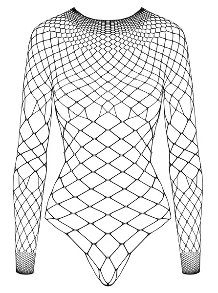 Cottelli FANTASY S-L Black Net Bodysuit with Rhinestones, Long Sleeve