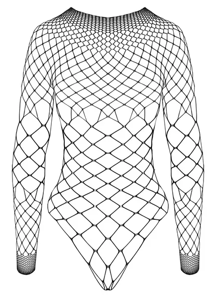 Cottelli FANTASY S-L Black Net Bodysuit with Rhinestones, Long Sleeve