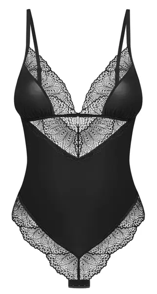 Obsessive Lobellis Bodysuit XL/2XL Black - Soft Lace & Adjustable Fit