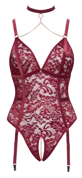 Cottelli CURVES Body Red 3XL - Elegant Lace & Velvet Suspender Design