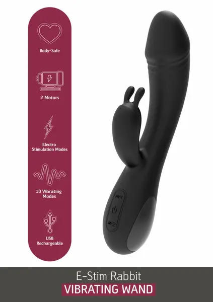 She.E.O eStim Rabbit Vibrator Dual-Action Silicone, 5 E-Stim & 10 Vibration Modes