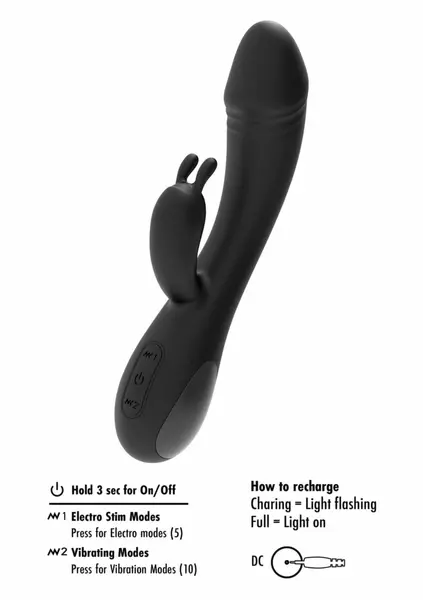 She.E.O eStim Rabbit Vibrator Dual-Action Silicone, 5 E-Stim & 10 Vibration Modes