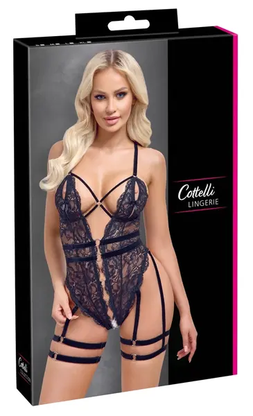 Cottelli Lingerie Body Lace S Black Floral Harness Adjustable
