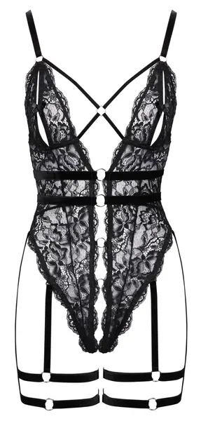 Cottelli Lingerie Body Lace S Black Floral Harness Adjustable