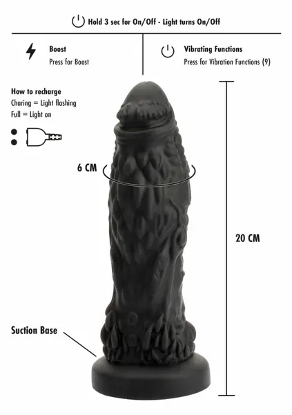 HIDDEN DESIRE Extreme Goblin Monster Dong Vibrating Silicone 27 cm
