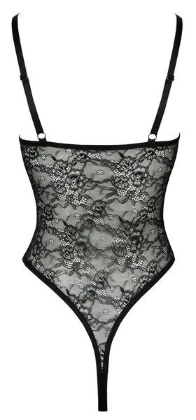 Cottelli LINGERIE Lace Body M Black with Decorative Silver Rings