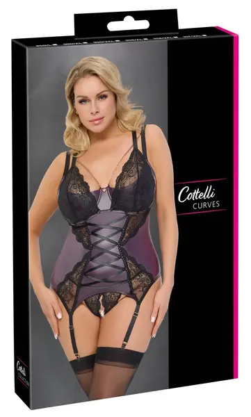 Cottelli CURVES Basque Set 90E/XL Dark Purple Lace Adjustable