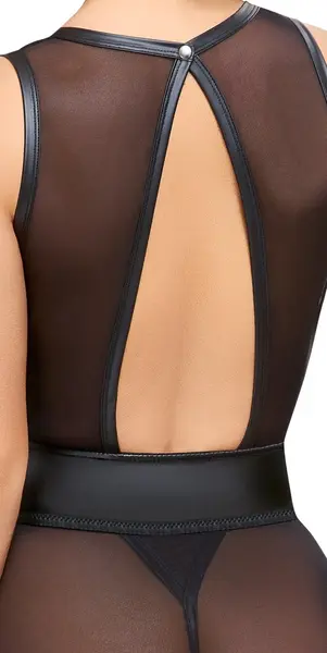 Cottelli LINGERIE Basque & String Set Black Powernet Adjustable Straps