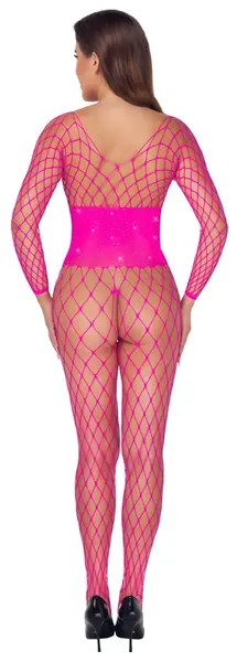 Cottelli Collection Fantasy Pink Bodystocking with Rhinestone Waist