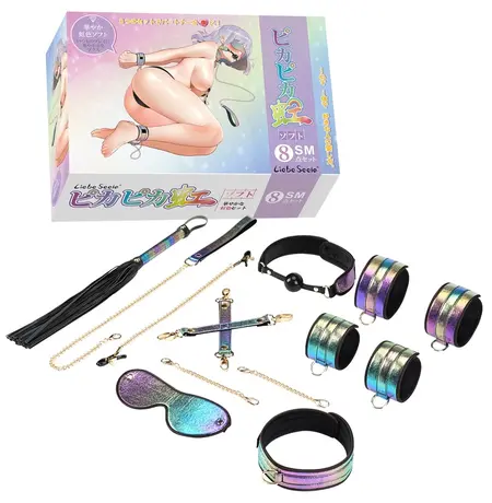Liebe Seele Vivid Niji 8-Piece Rainbow Bondage Set, Adjustable, Glossy Finish