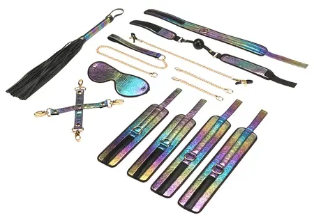 Liebe Seele Vivid Niji 8-Piece Rainbow Bondage Set, Adjustable, Glossy Finish