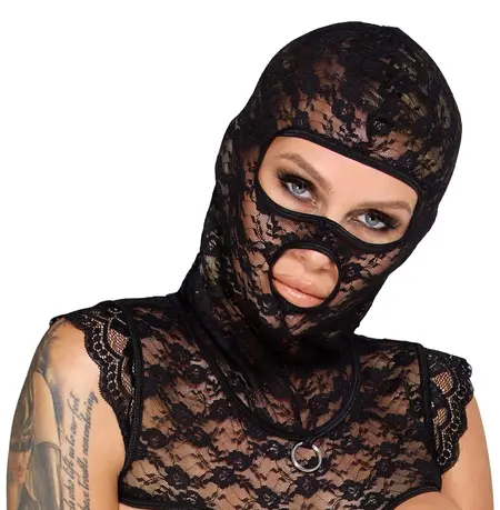 Bad Kitty Lace Bondage Set M - Black Lace, Adjustable, Removable Chains