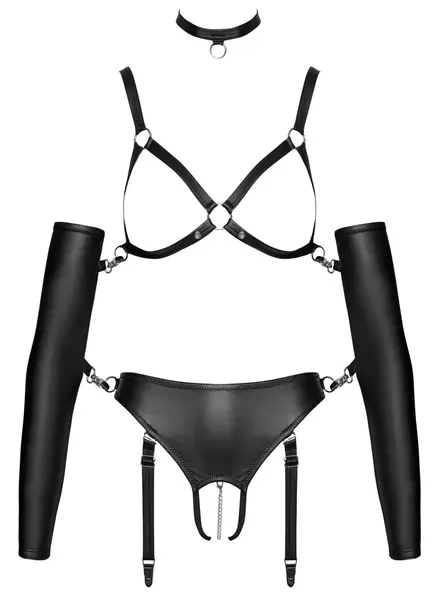 Bad Kitty Matte Look Set S - Adjustable Harness with Choker & Accessories