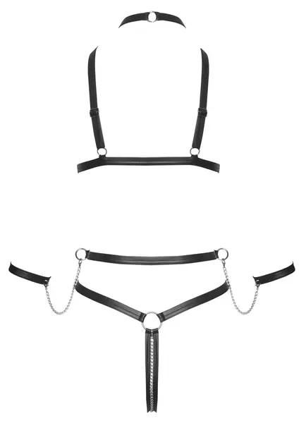 Bad Kitty Strap Body M - Adjustable Harness with Handcuffs, Black