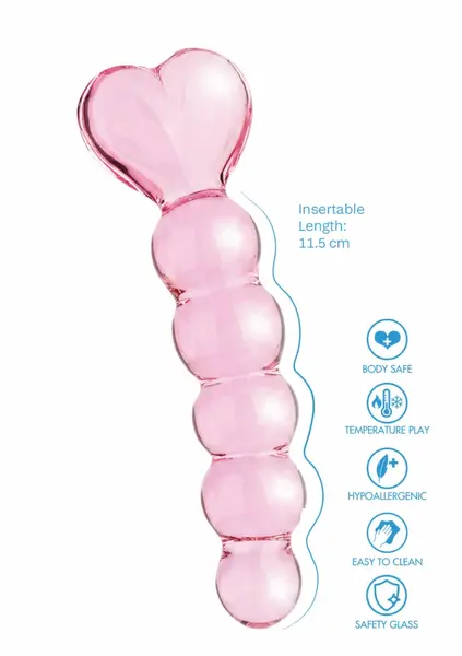 TOYJOY Glass Worxx Crystal Heart Glass Anal Model with Heart Handle