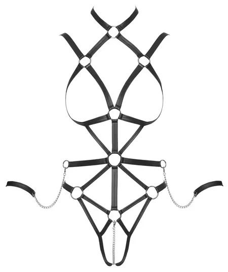 Bad Kitty Adjustable Strap Harness Body S with Removable Chains