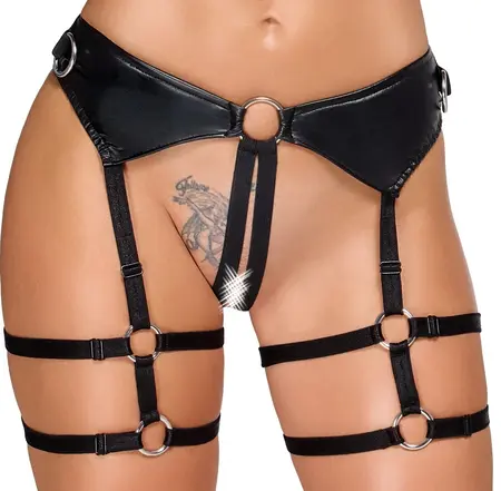 Bad Kitty S Bondage Set - Black Matt Look, Adjustable Harness, S Size