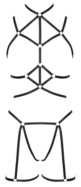 Cottelli LINGERIE Adjustable Harness Set S-L Black 3-Piece