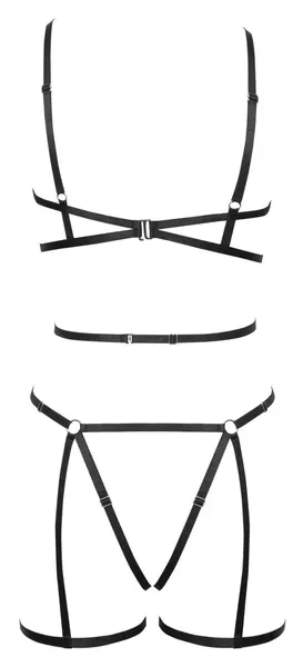 Cottelli LINGERIE Adjustable Harness Set S-L Black 3-Piece