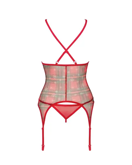 Obsessive Jollymore Lingerie Set XL/2XL - Red Tulle & Snowflake Accents