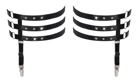 Cottelli Accessories Triple Adjustable Garters with Rhinestone Detail S/M