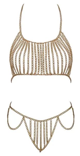 Cottelli Accessories Chain Bikini Set Gold Adjustable Metal Design