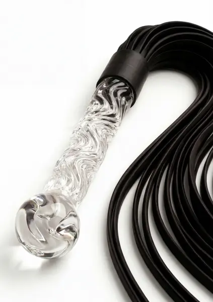 TOYJOY Crystal Leather Whip - Glass Handle & Genuine Leather, 66 cm