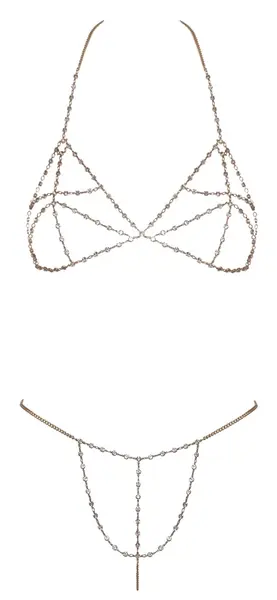 Cottelli Accessories Chain Bra & String Set Gold Adjustable Metal