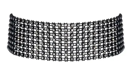 Cottelli Accessories Rhinestone Black Adjustable Choker, 36 cm + Extension