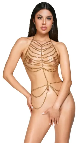 Cottelli Body Chain Gold - Adjustable Two-Piece Metallic Accessory
