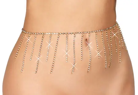 Cottelli Accessories Gold Bikini Chain with Rhinestone Accents, Adjustable