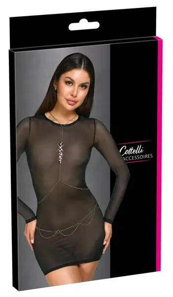 Cottelli ACCESSOIRES Gold Body Chain with Hologram Gems Adjustable Fit