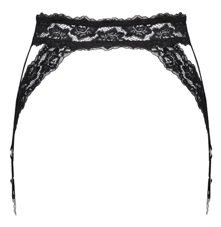 Cottelli Lingerie Lace Suspender Belt Heart Accent Black L/XL