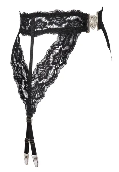 Cottelli Lingerie Heart Lace Suspender Belt S/M Black Elegant Design