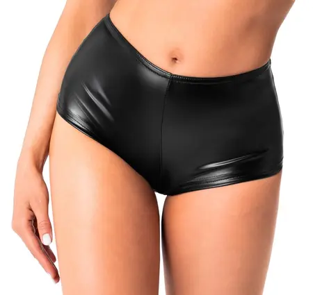 Noir Orgia Mysteria Powerwetlook Hot Pants Black Size M