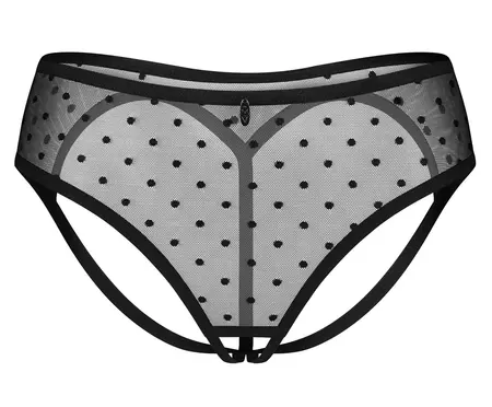 Obsessive Nuites Panty Crotchless 2XL/3XL Black Mesh Dot Design