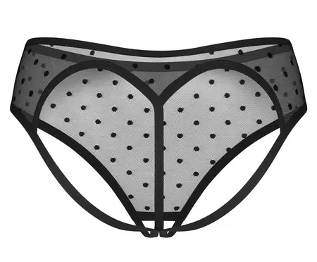 Obsessive Nuites Panty Crotchless 2XL/3XL Black Mesh Dot Design