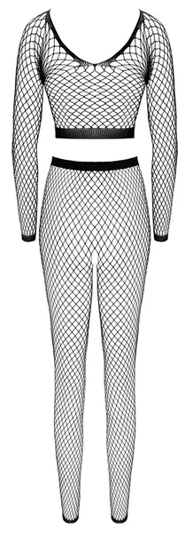 Cottelli FANTASY Black Mesh Crop Top & Crotchless Legging Set S-L