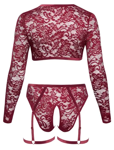 Cottelli Curves Lace & Velvet Red Lingerie Set 3XL Adjustable Straps
