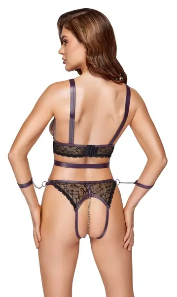 Cottelli Bondage Top Set M - Open Design, Black & Purple, Adjustable