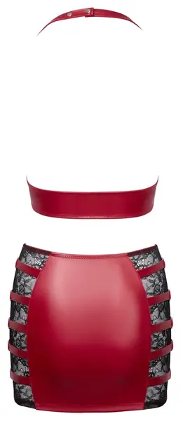 Cottelli PARTY Red Wet Look Top & Mini Skirt Set with Lace M