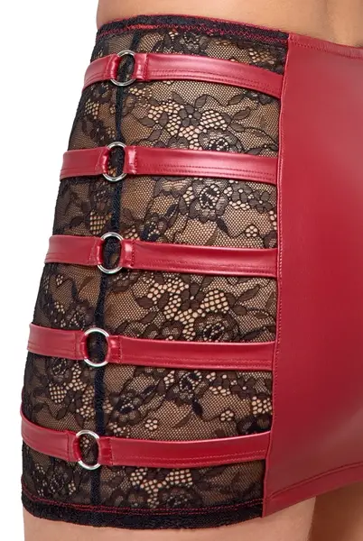 Cottelli PARTY Red Crop Top & Mini Skirt Set with Lace S