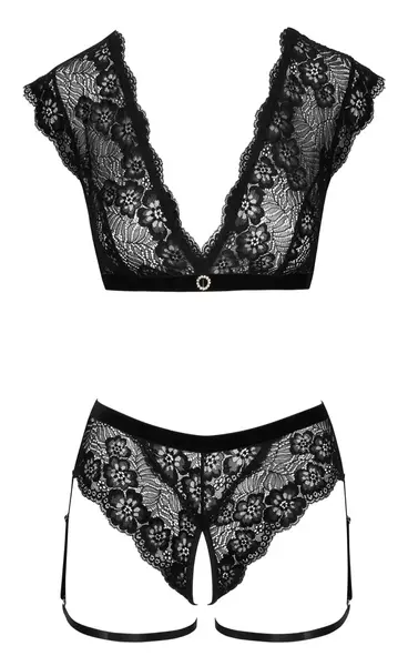Cottelli Lingerie Lace Set with Decorative Ring & Adjustable Straps XL