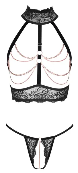 Abierta Fina Chain Set S - Black Lace Open-Design with Adjustable Chains