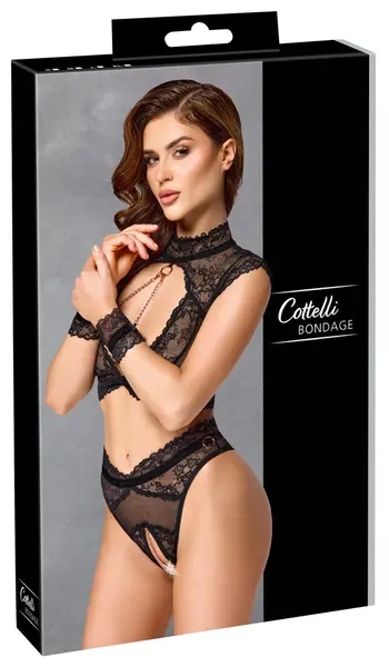 Cottelli BONDAGE Lace Set XL with Removable Chain & Hand Restraints