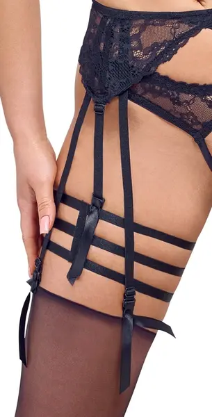 Cottelli LINGERIE Black Lace Bra & Suspender Set 80B/M Adjustable Straps