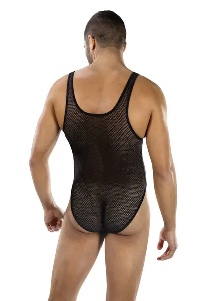 ENVY Fierce Deep V Mesh Bodysuit Black OS - Athletic Diamond Pattern