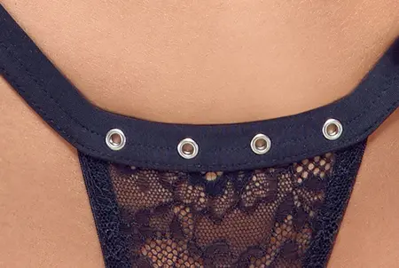 Cottelli Lingerie Set Black 85B/L - Lace Design & Silver Eyelets