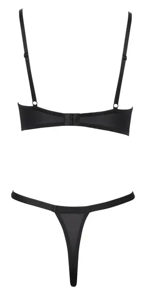 Cottelli Lingerie Set Black 85B/L - Lace Design & Silver Eyelets